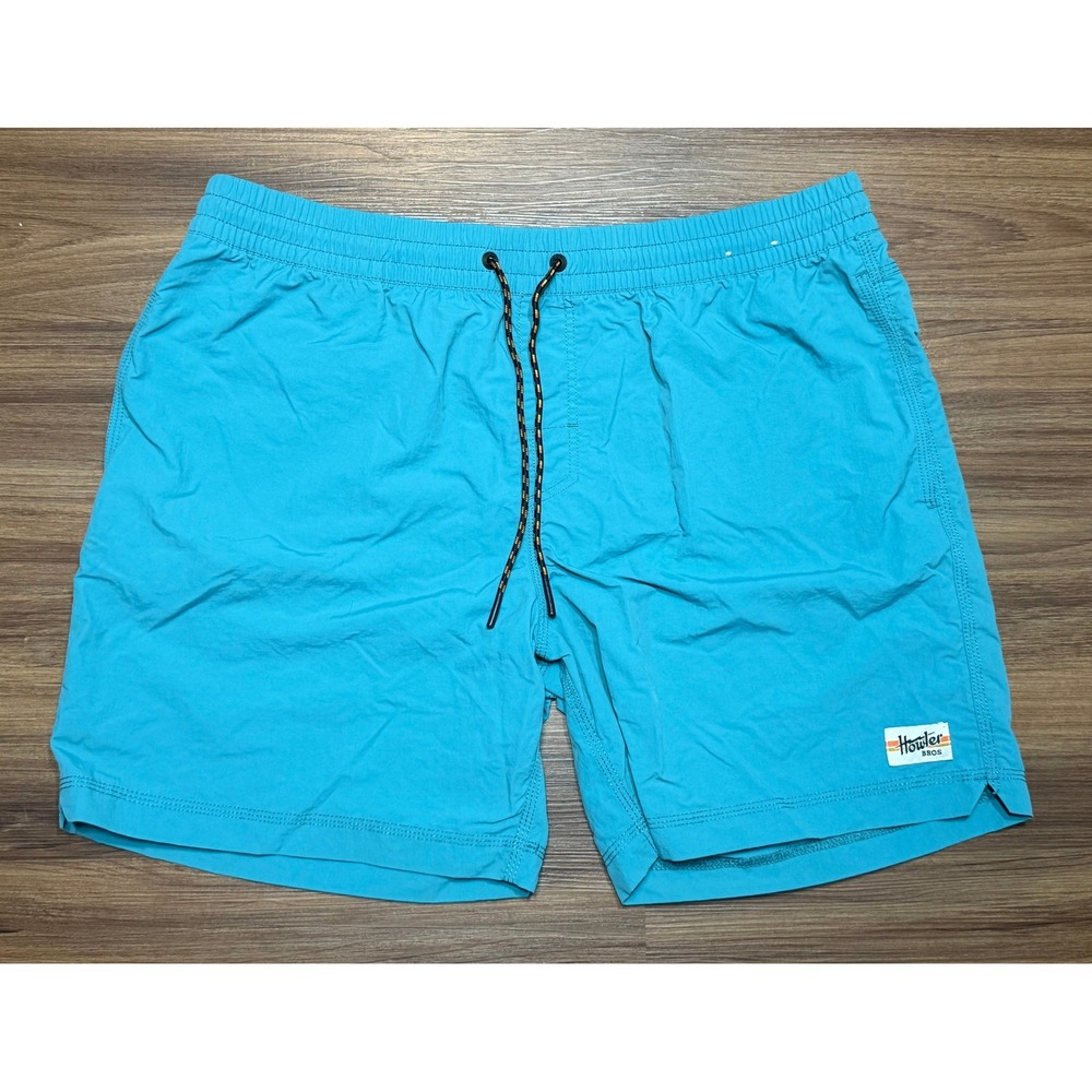 Howler Brothers Salado Hybrid 7" Unlined Shorts Mens Turquoise Blue Nylon Sz XL